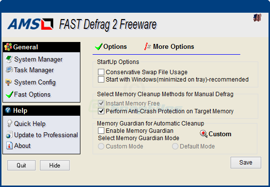 screenshot of Fast Defrag Standard