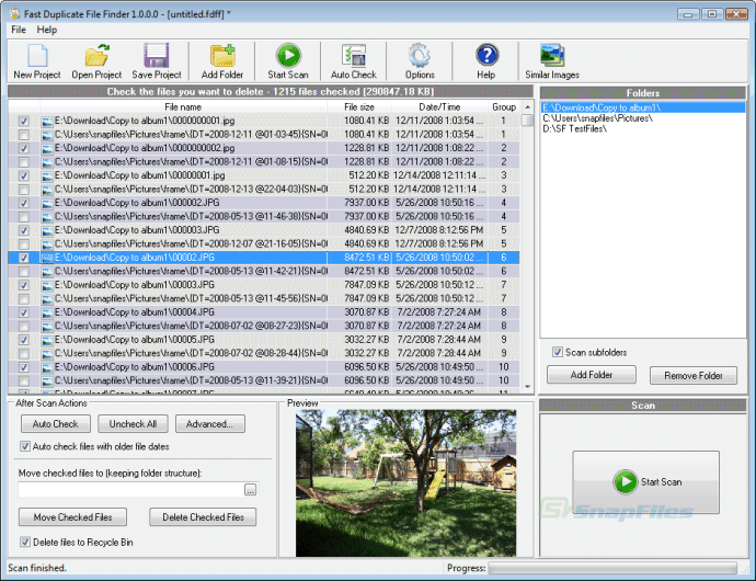 screen capture of Fast Duplicate File Finder