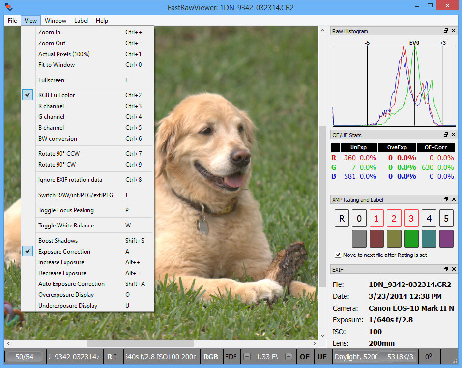 screen capture of FastRawViewer