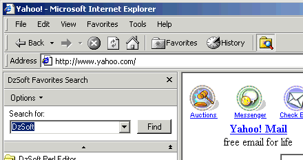 screen capture of DzSoft Favorites Search