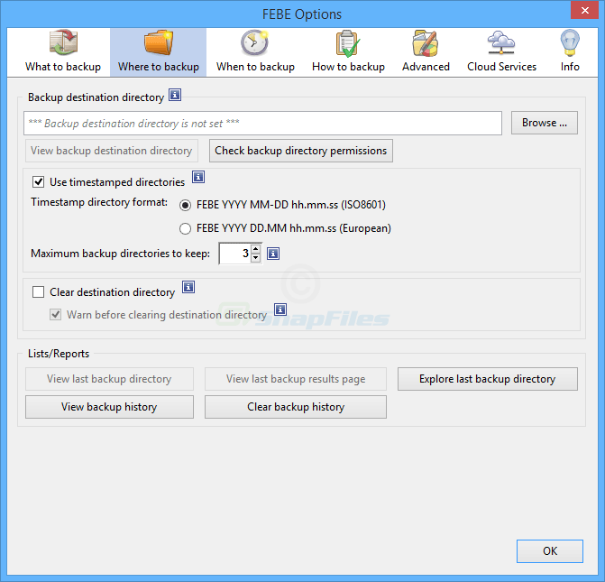 screenshot of Firefox Extension Backup (FEBE)