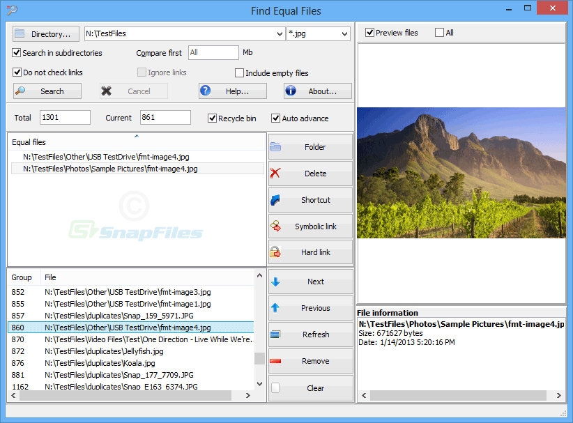 screen capture of Find Equal Files