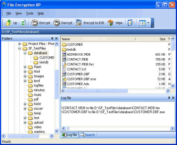screen capture of File Encryption XP