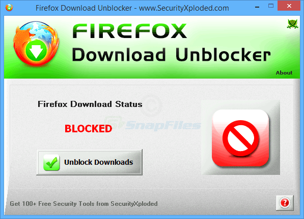 screen capture of Firefox Download Unblocker