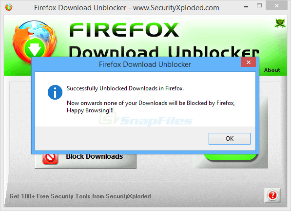 screenshot of Firefox Download Unblocker