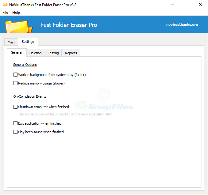 screenshot of Fast Folder Eraser Pro