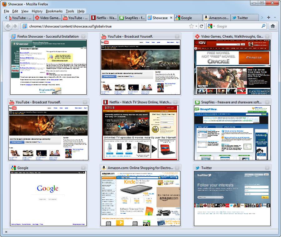 screenshot of Firefox Showcase