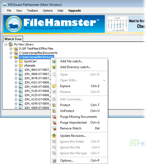 screenshot of FileHamster Lite