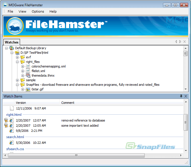 screenshot of FileHamster Lite