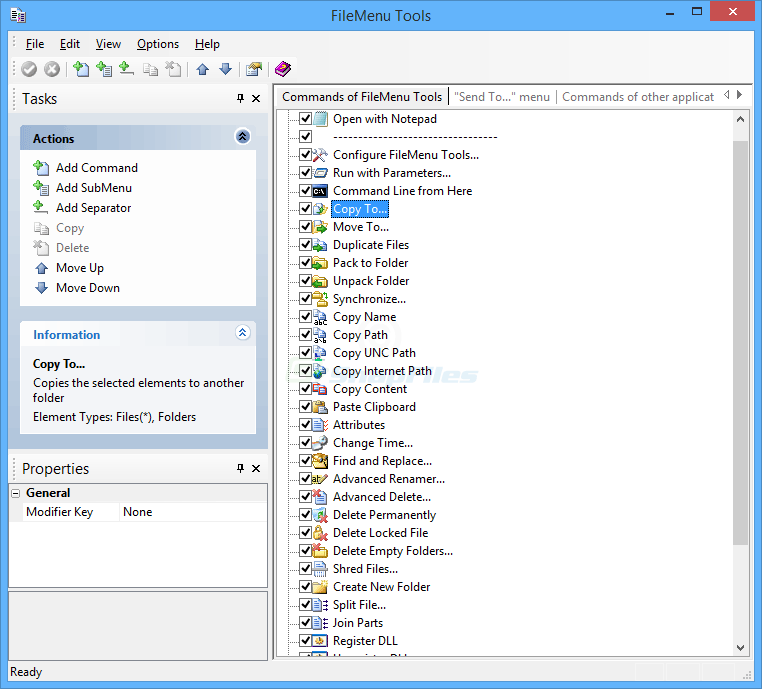 screen capture of FileMenu Tools