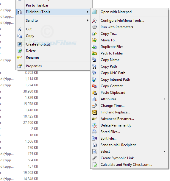 screenshot of FileMenu Tools
