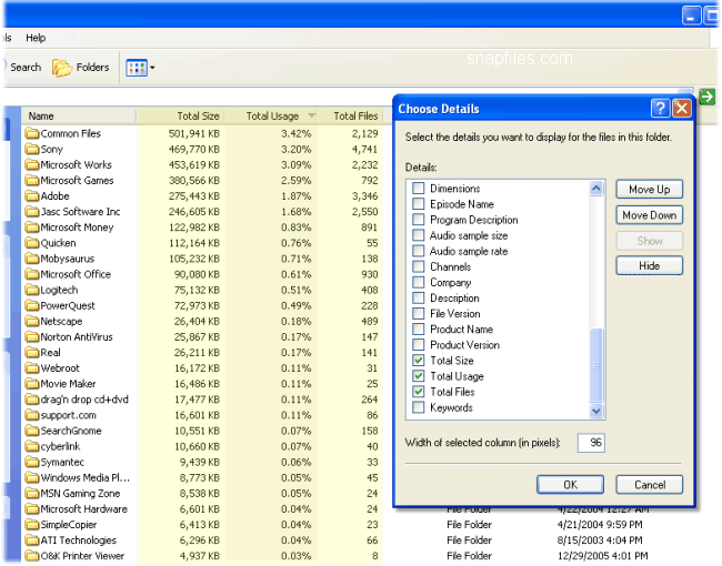 screen capture of Aurionix FileUsage