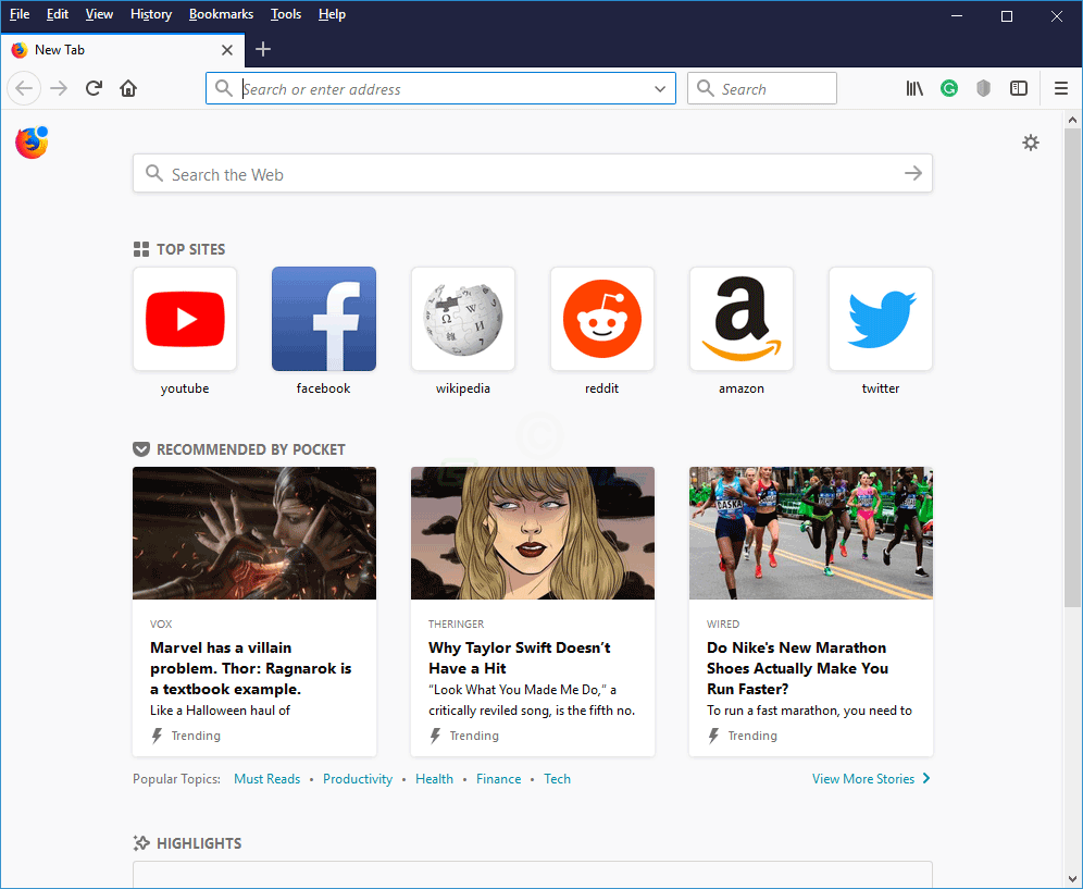 screen capture of Firefox Browser