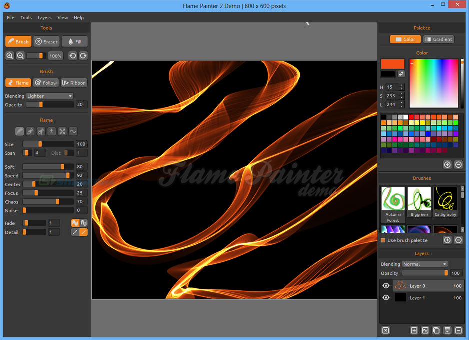 screen capture of Flame Painter