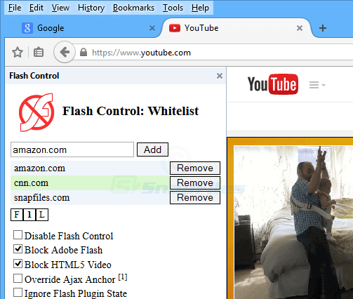 screenshot of Flash Control