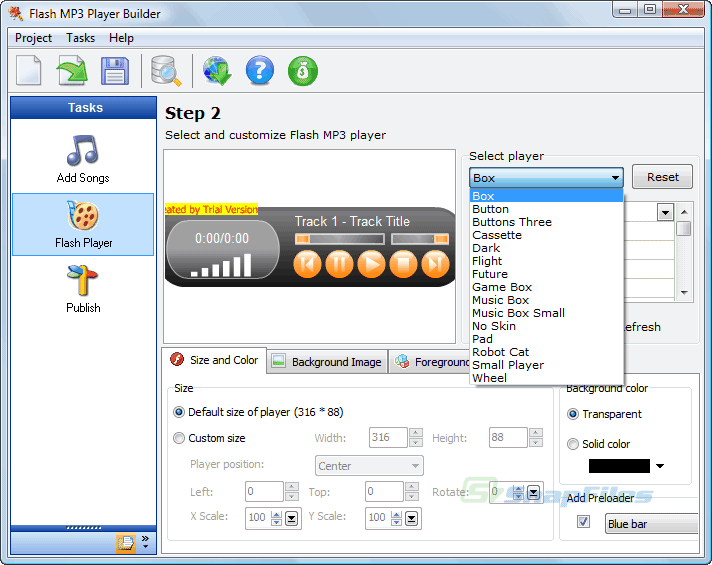 screenshot of Aleo Flash MP3 Player Builder