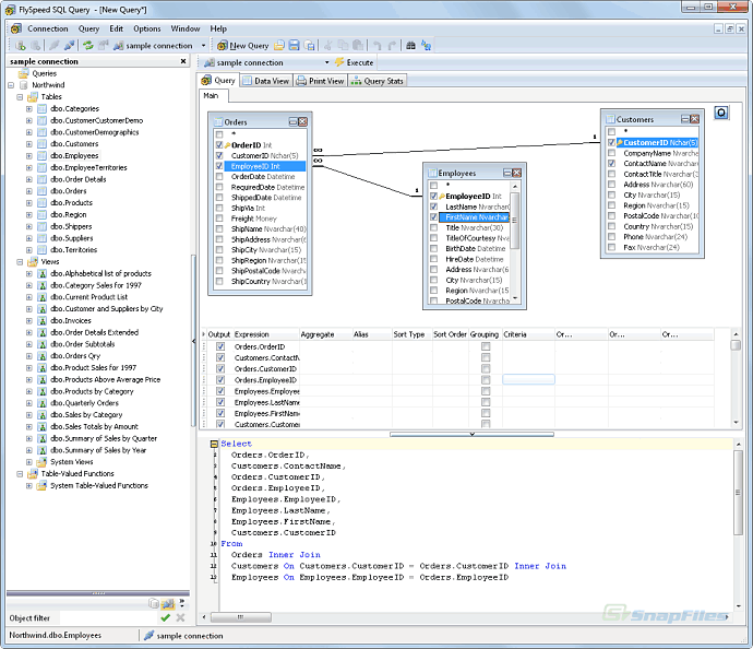 screen capture of FlySpeed SQL Query
