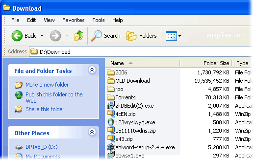 screen capture of Folder Size