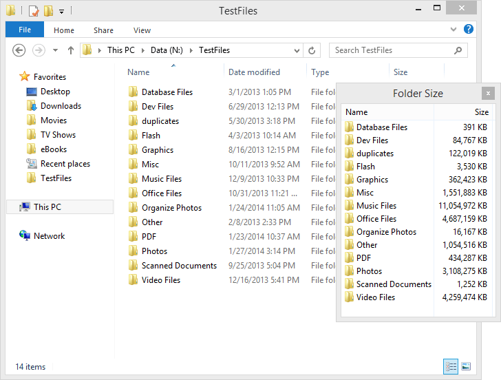 screenshot of Folder Size