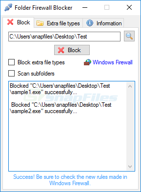 screen capture of Folder Firewall Blocker