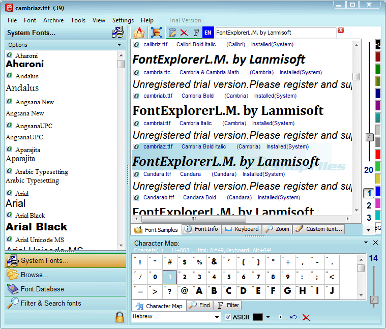 screen capture of FontExplorerL.M.