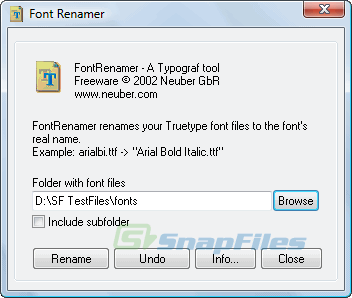 screen capture of FontRenamer