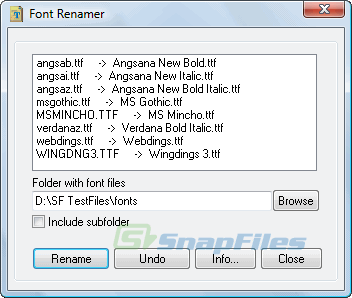 screenshot of FontRenamer
