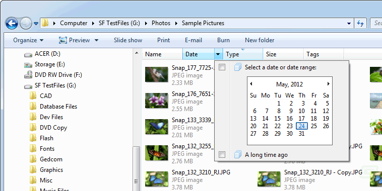 screenshot of Folder Options X