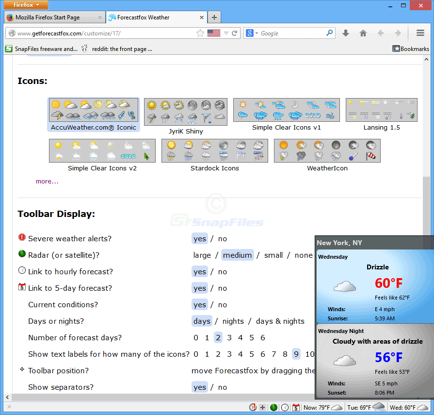 screenshot of ForecastFox