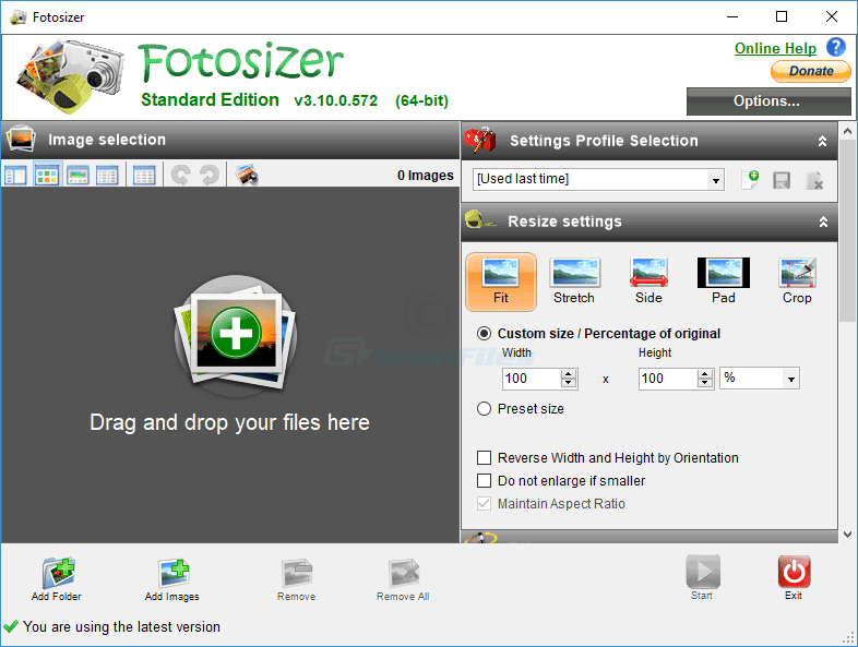 screen capture of Fotosizer