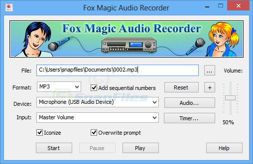 screen capture of Fox Magic Audio Recorder