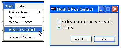 screen capture of Flash and Pics Control