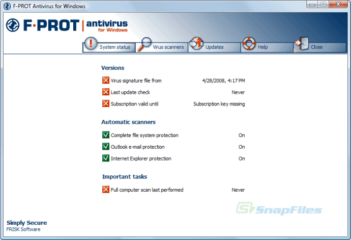 screenshot of F-Prot Antivirus