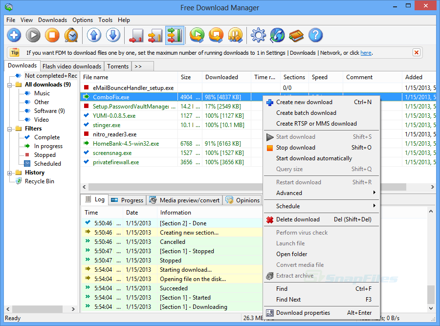 screen capture of Free Download Manager