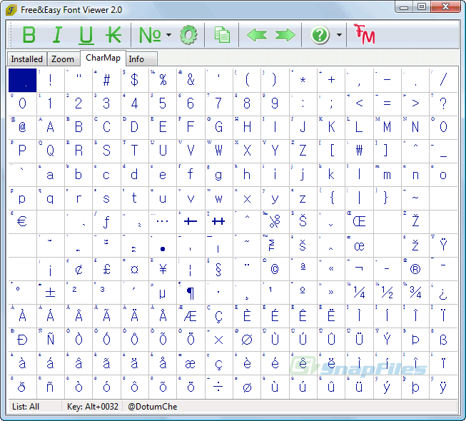 screenshot of FreeEasy Font Viewer