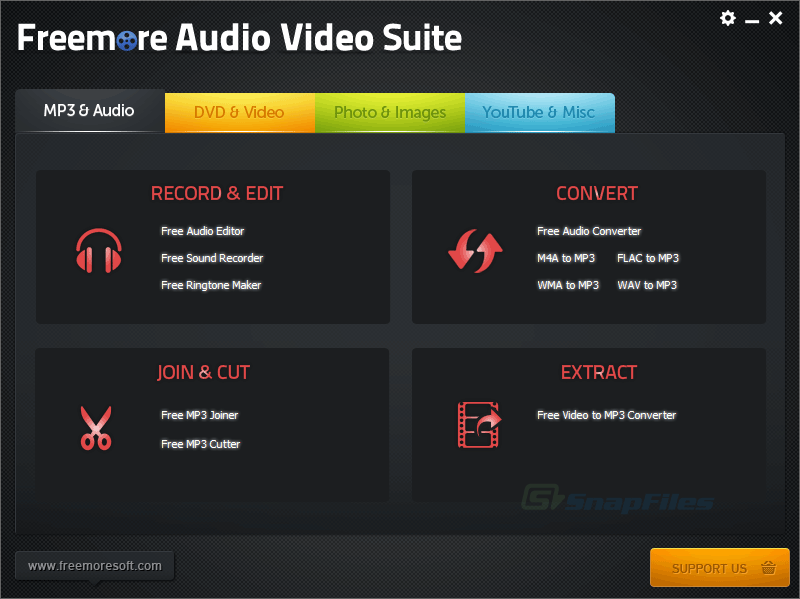 screenshot of Freemore Audio Video Suite