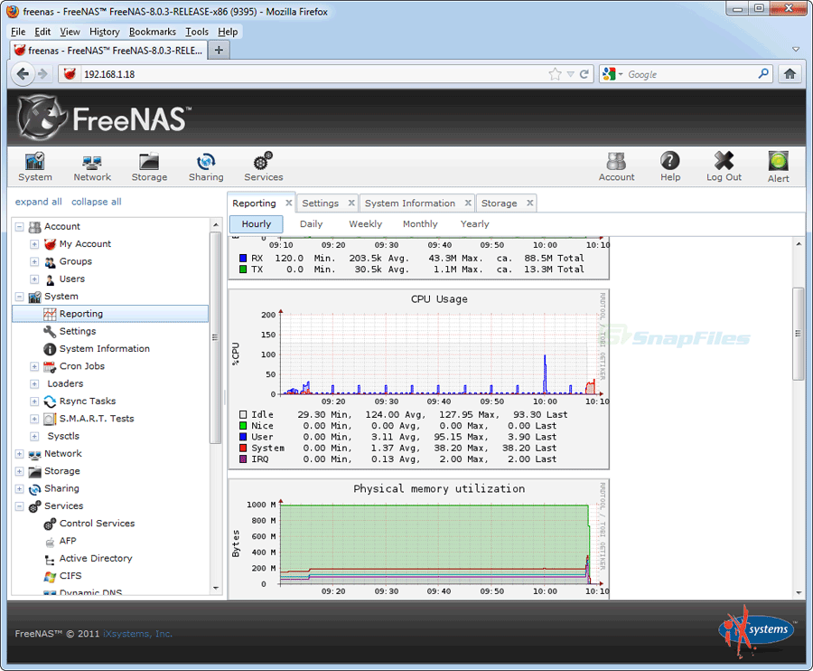 screenshot of FreeNAS