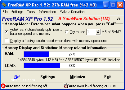screen capture of FreeRAM XP