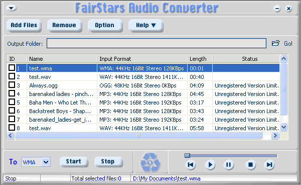 screen capture of FairStars Audio Converter