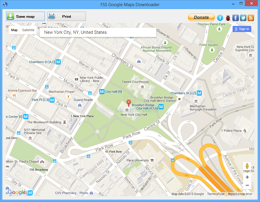 screen capture of FSS Google Maps Downloader 