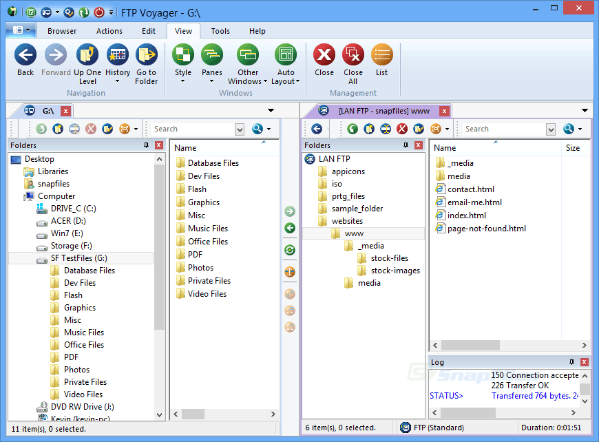 screenshot of FTP Voyager