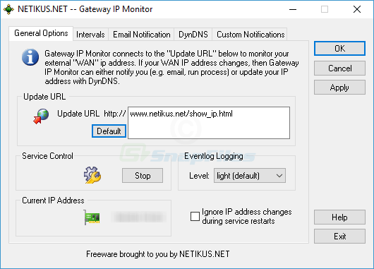 screen capture of Gateway IP Monitor