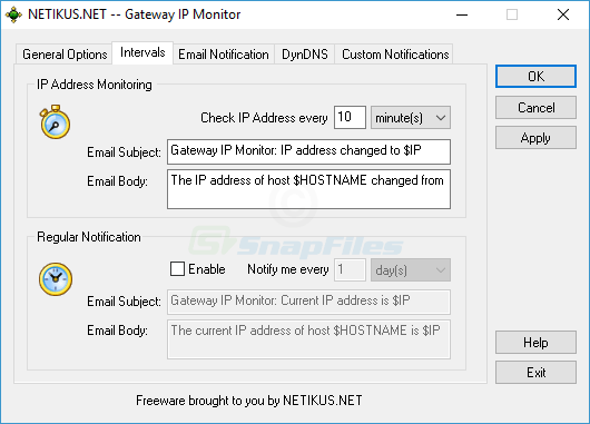 screenshot of Gateway IP Monitor
