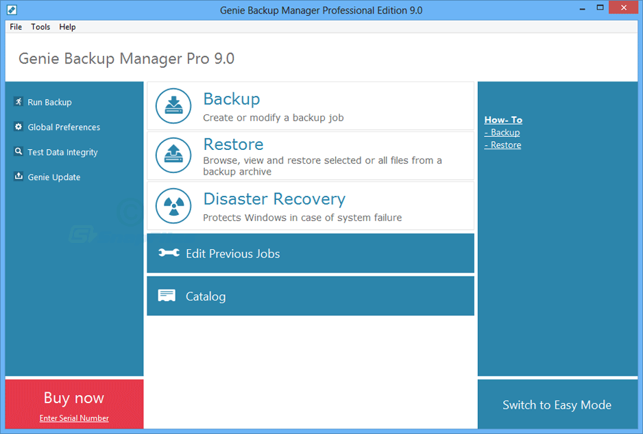 screen capture of Genie Backup Manager Pro