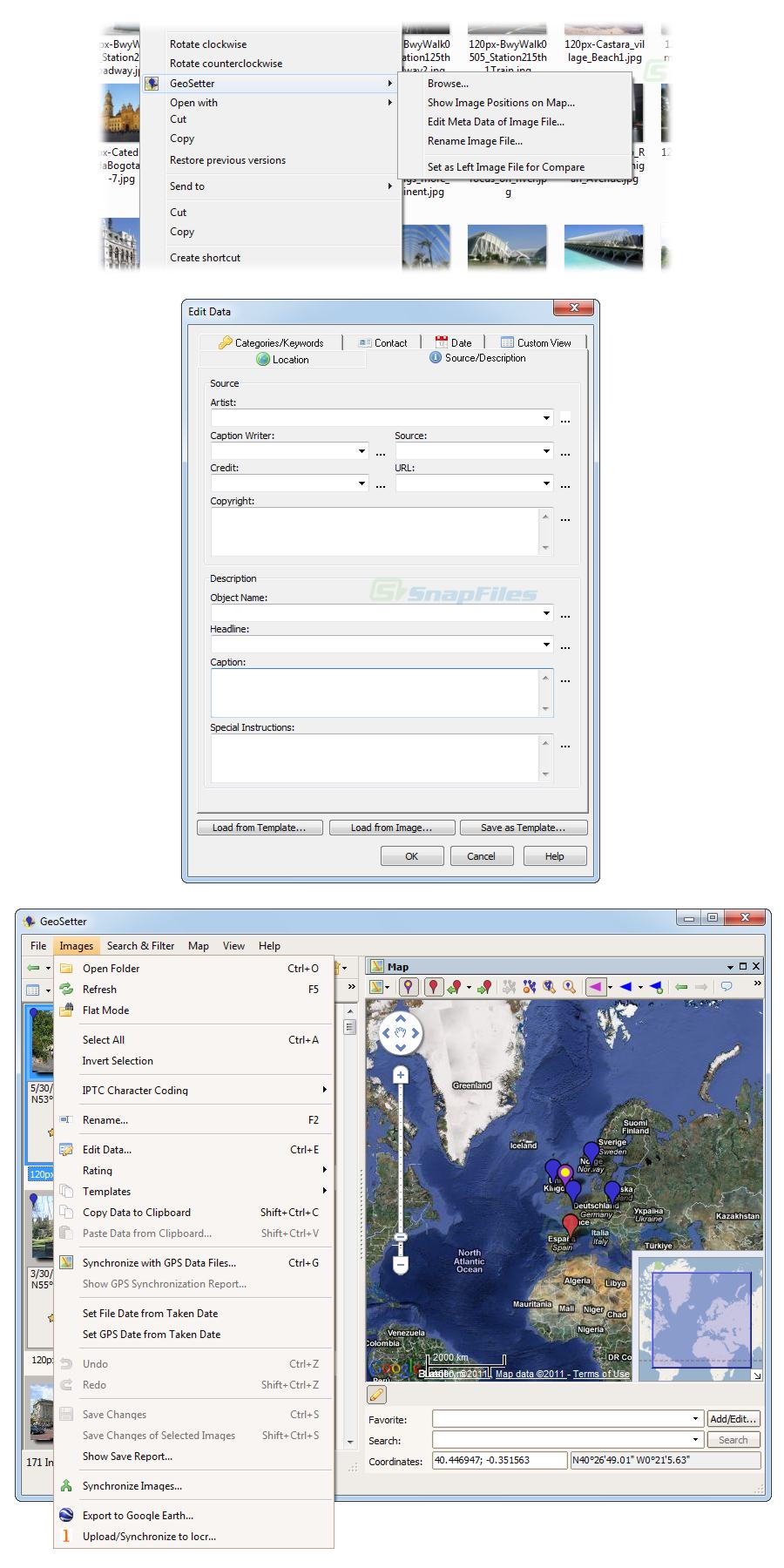 screenshot of GeoSetter