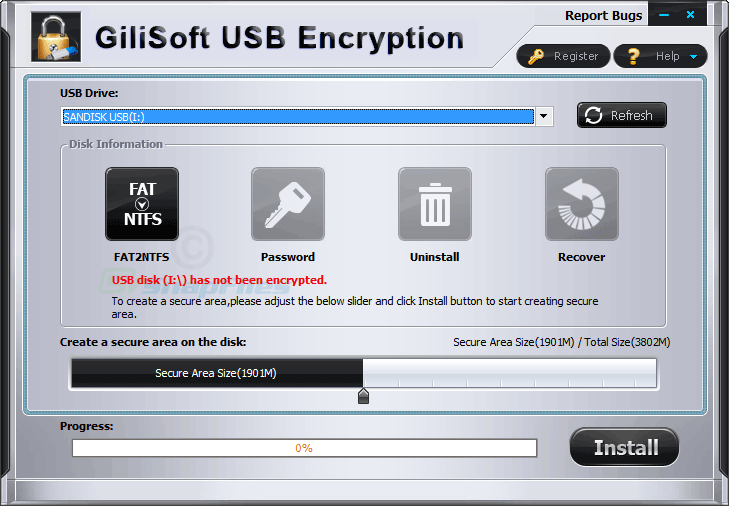 screen capture of GiliSoft USB Encryption