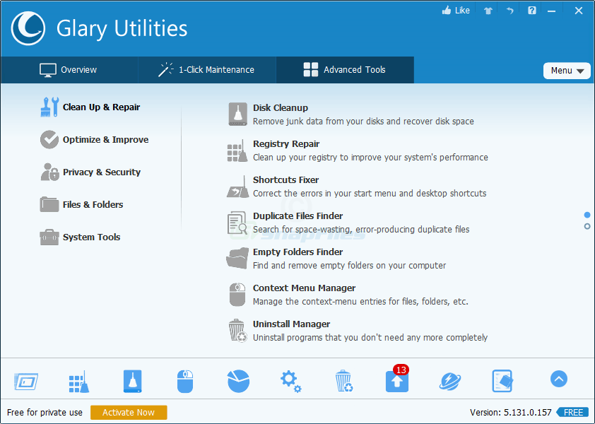 screenshot of Glary Utilities Free