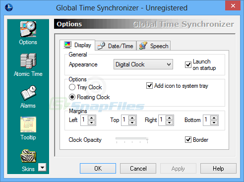 screen capture of Global Time Synchronizer