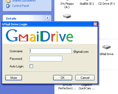 screen capture of Gmail Drive