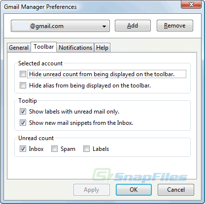 screenshot of Gmail Manager